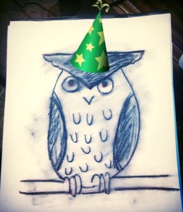 Birthday partying owl