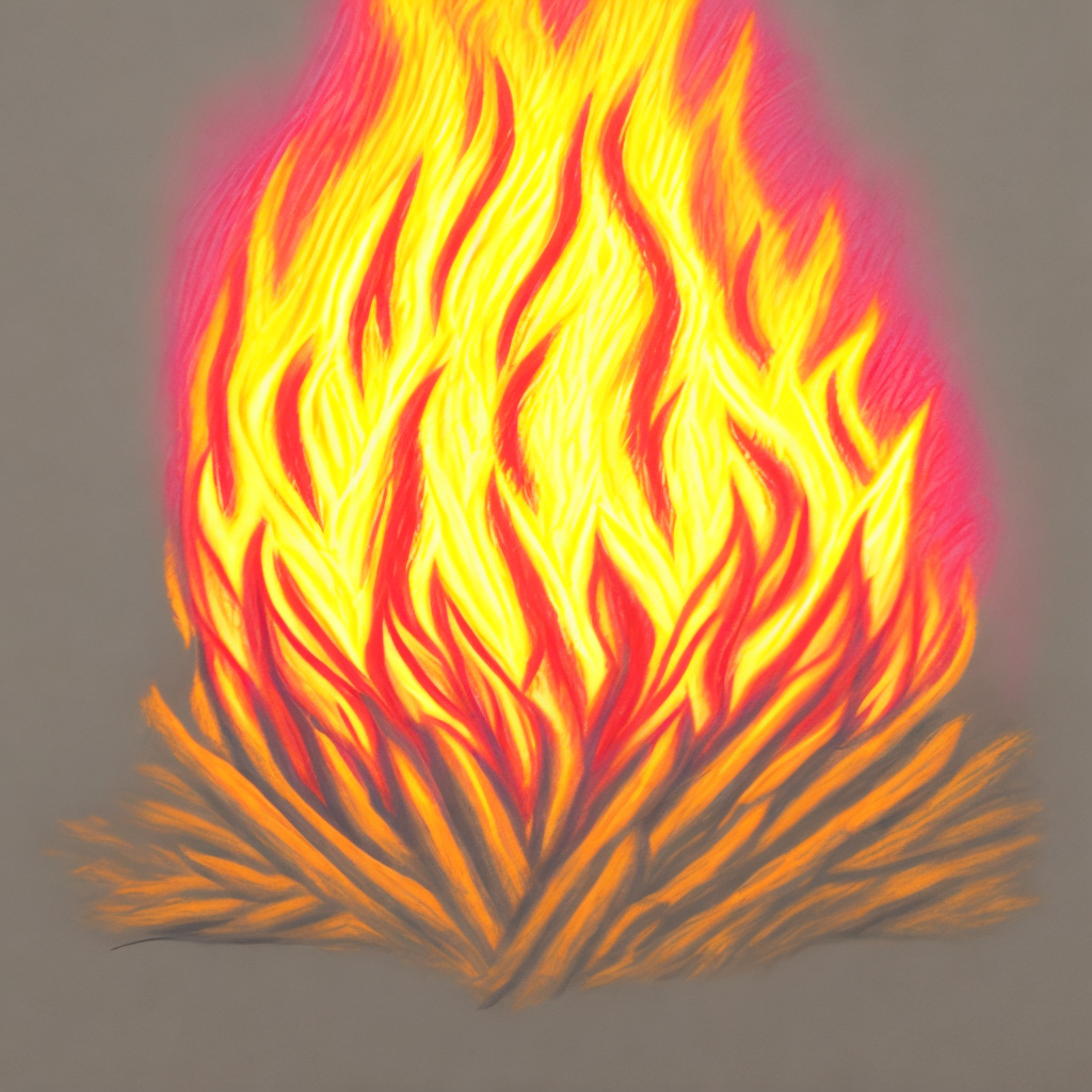 pastel crayon drawing of a burning flame