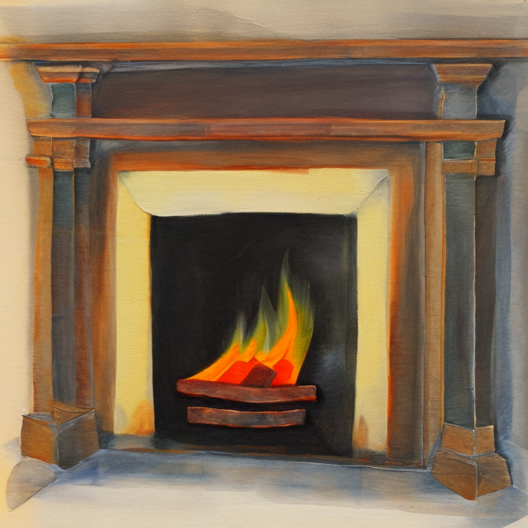 painting of a fireplace